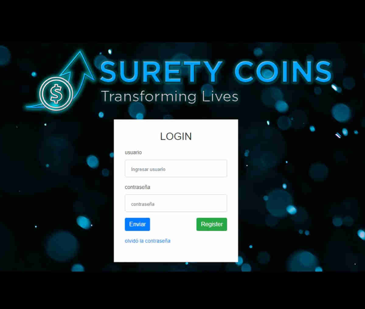 Página web de Surety Coins