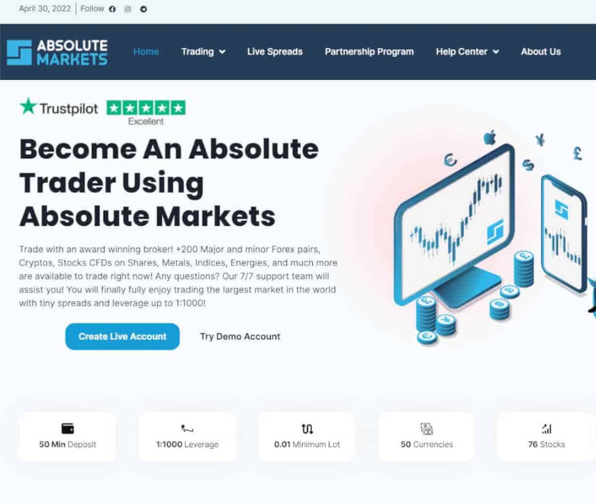 Página web de Absolute Markets