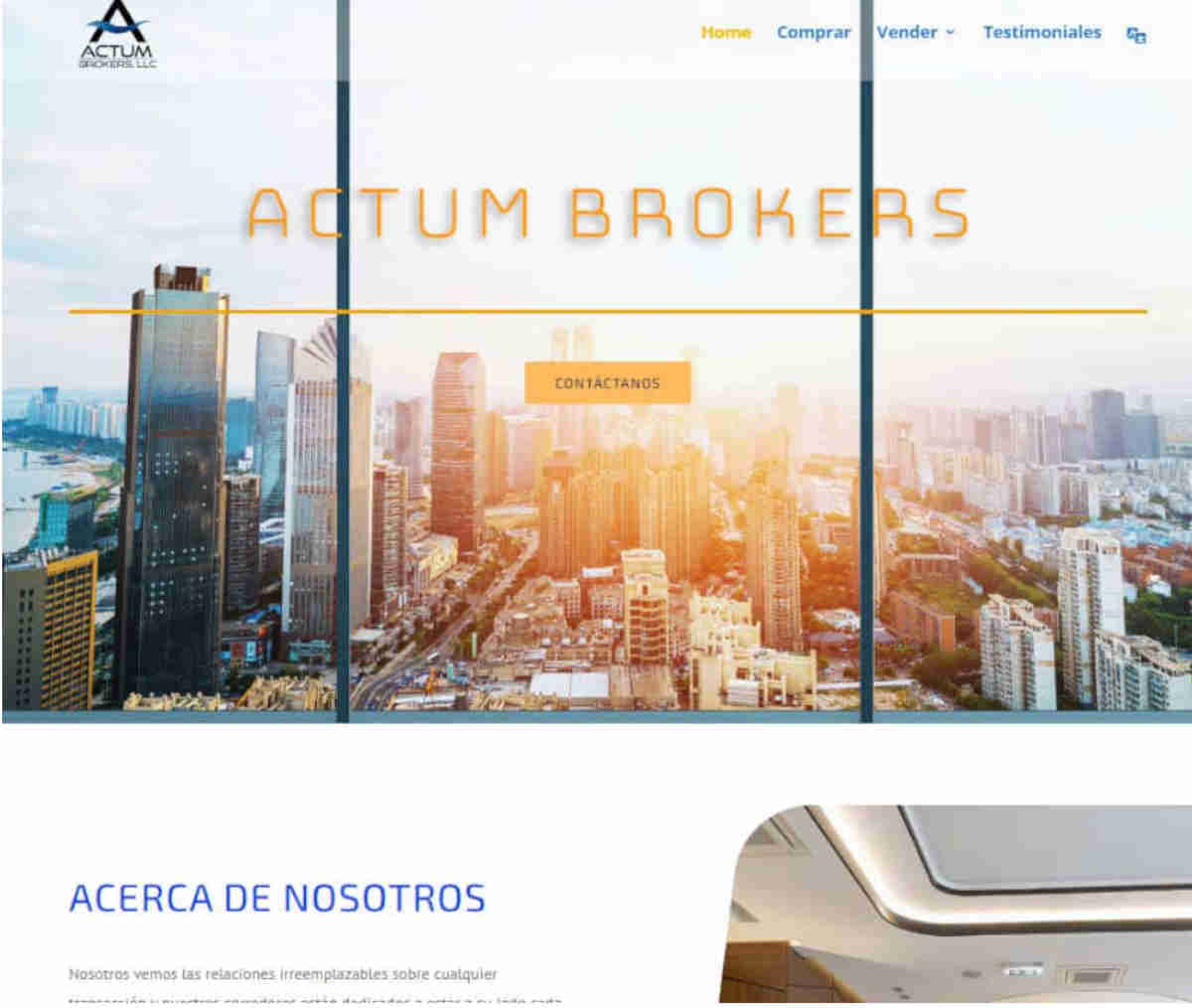 Página web de Actum Brokers