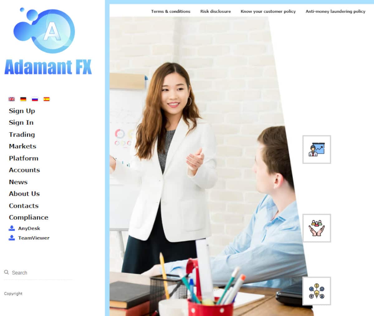 Página web de AdamantFX