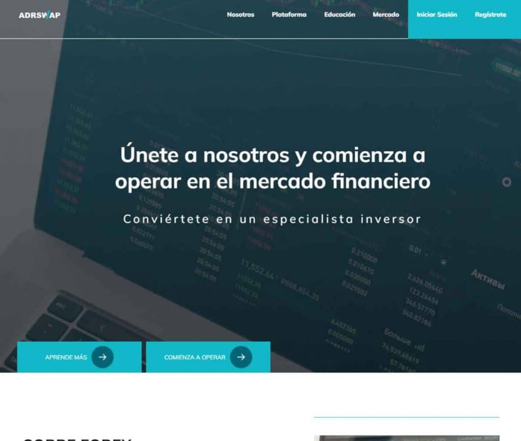 Sitio web de Adrswap