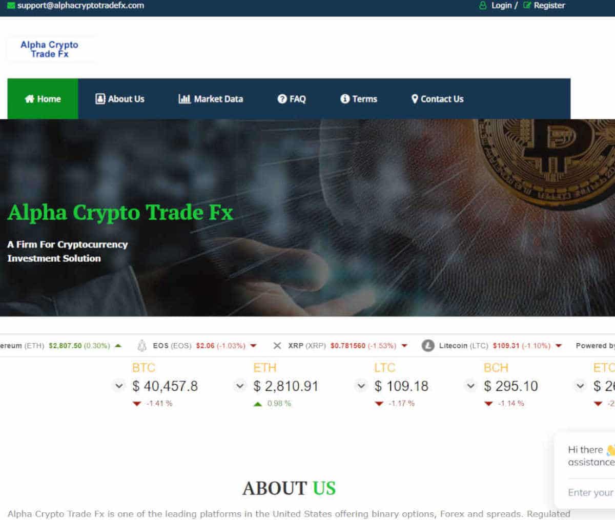 Página web de Alpha Crypto Trade Fx