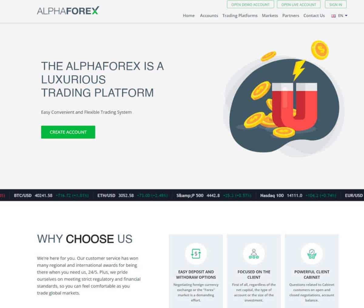 Página web de AlphaForex