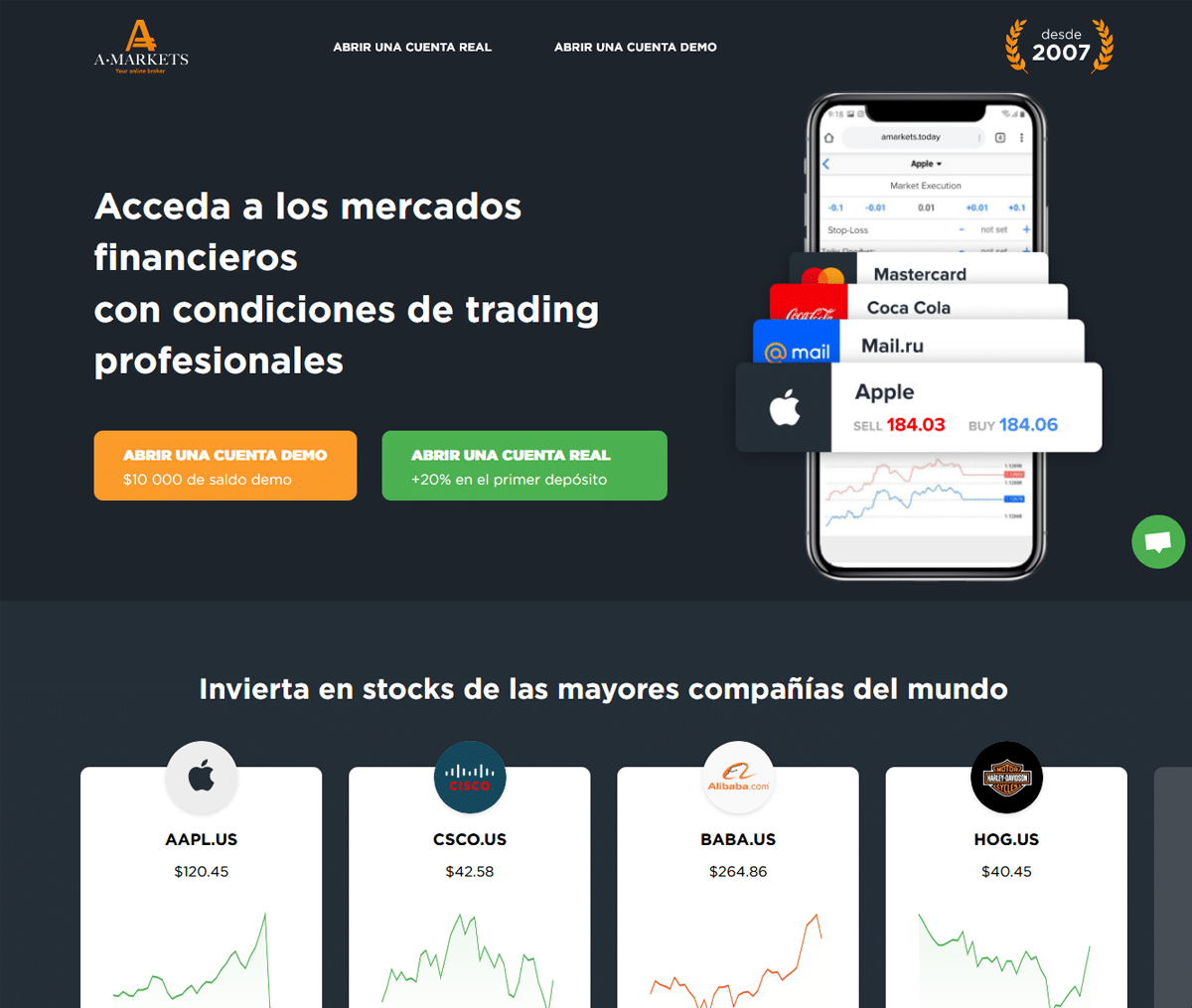 Página web de AMarkets