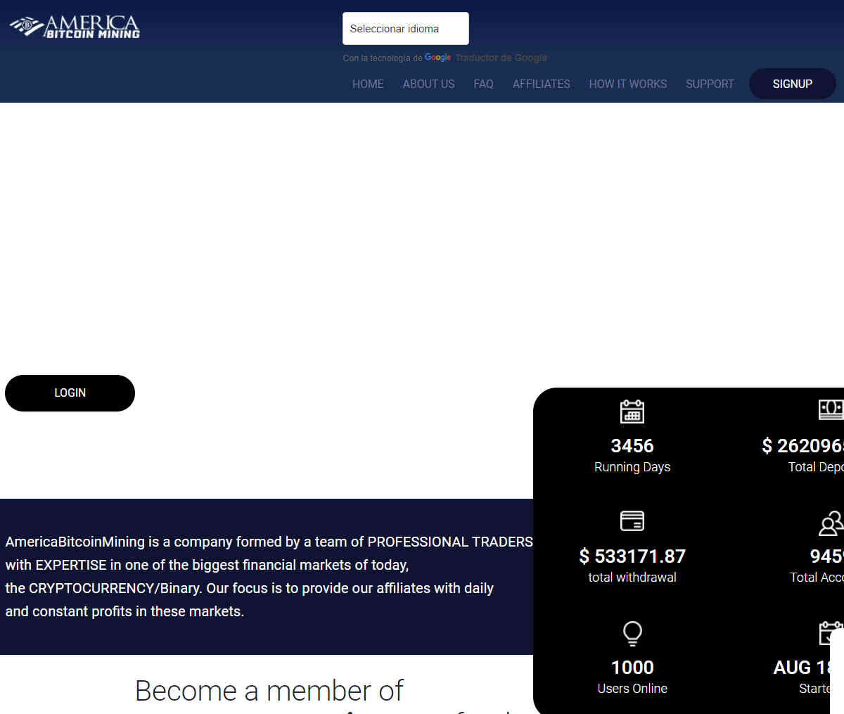 Página web de AmericaBitcoinMining