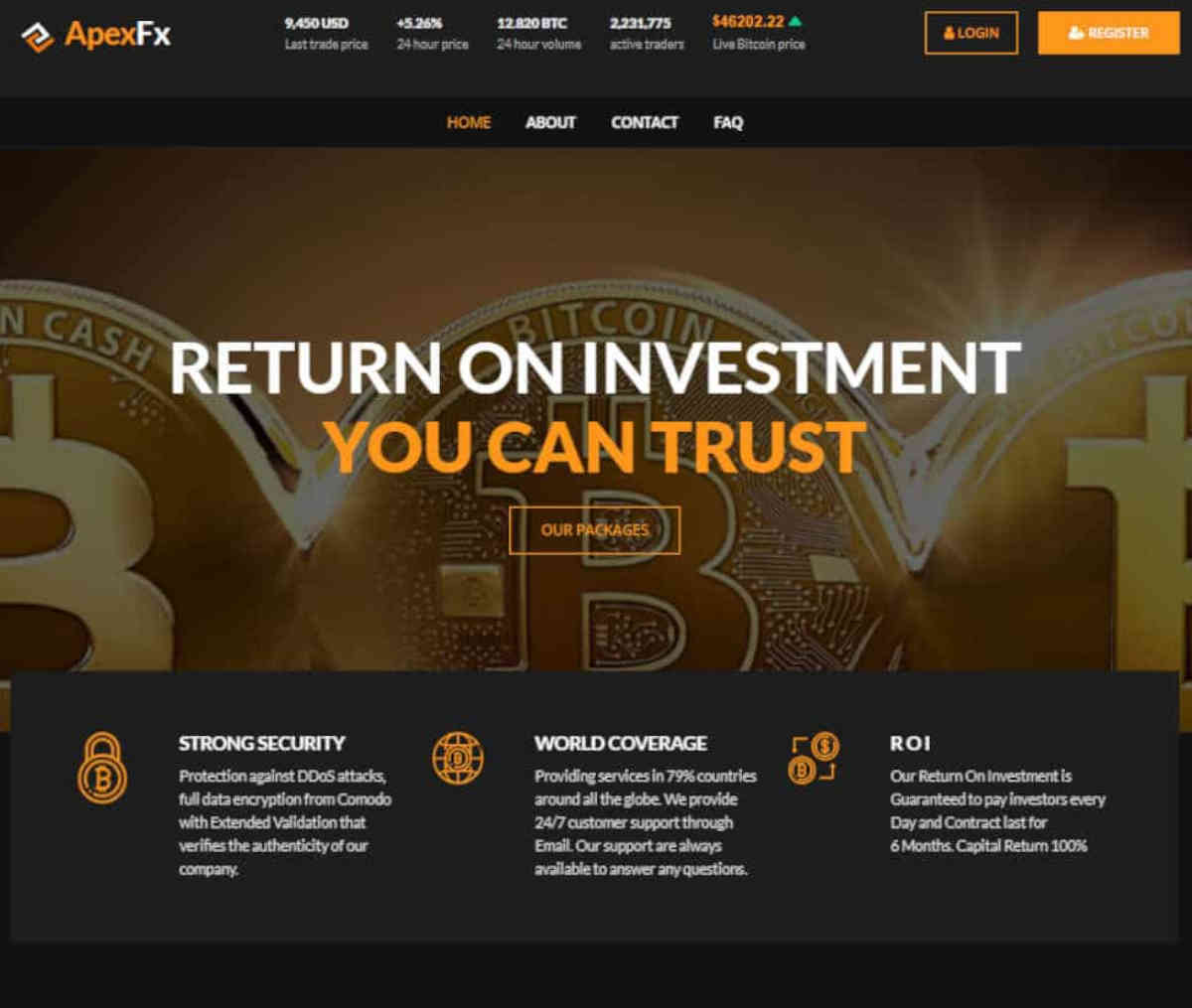 Página web de Apex Fxbroker