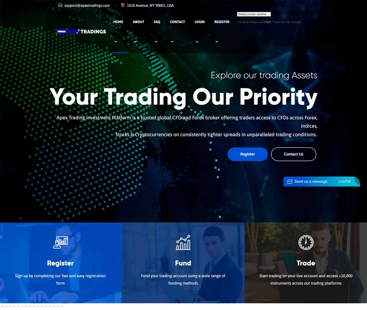 Página web de Apex Trading