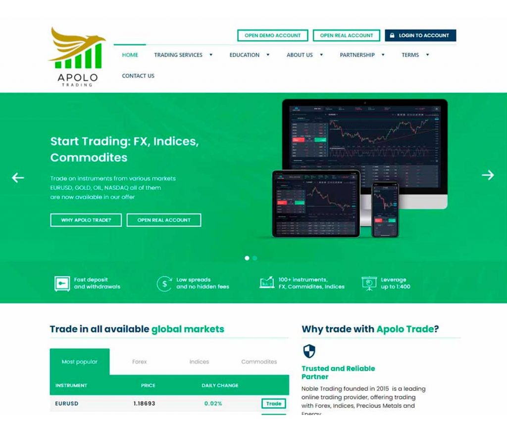 Página Web Apolo Trading