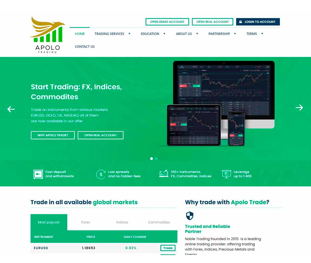 Página web de Apolo Trading