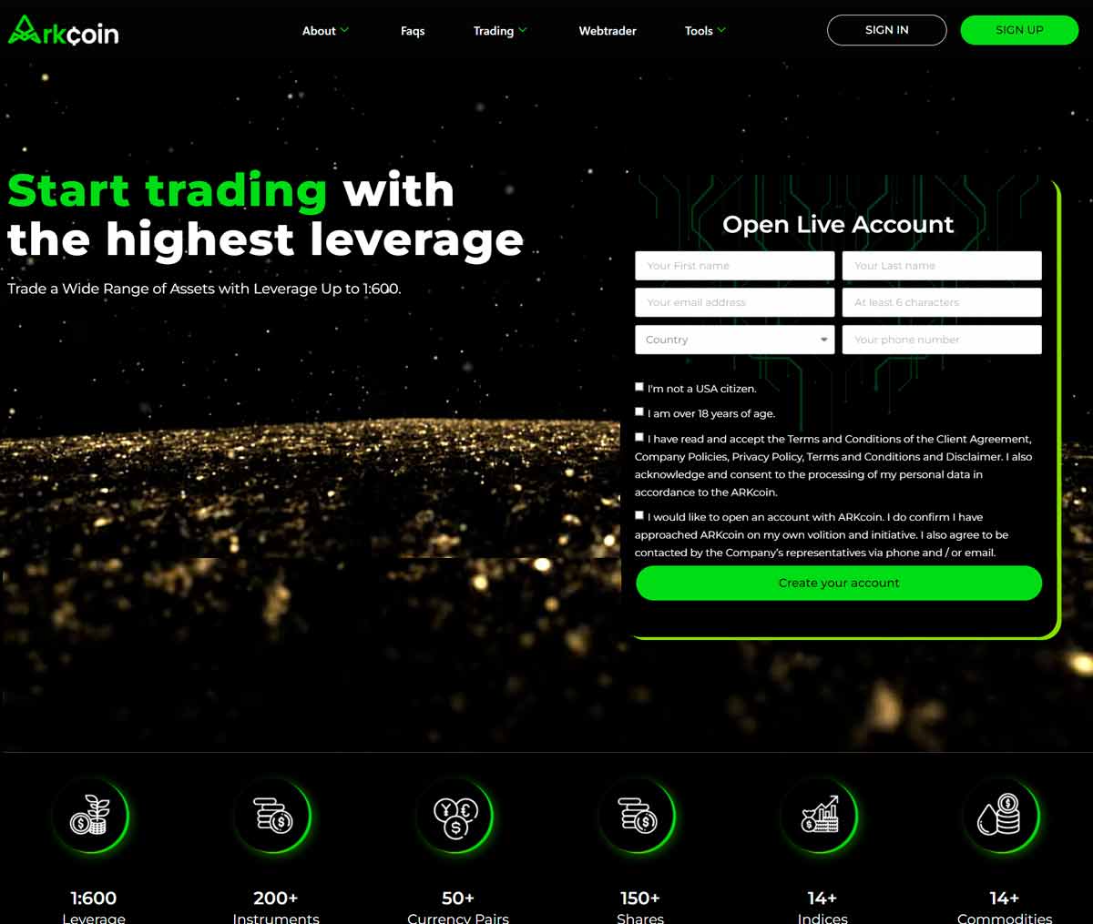 Página web de ARKcoin
