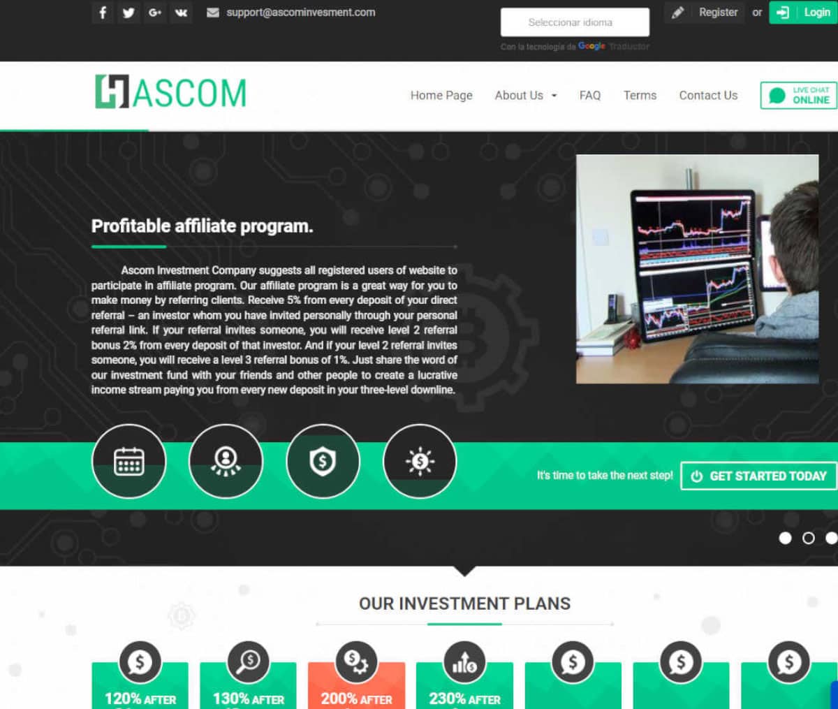 Página web de Ascom Investment Company