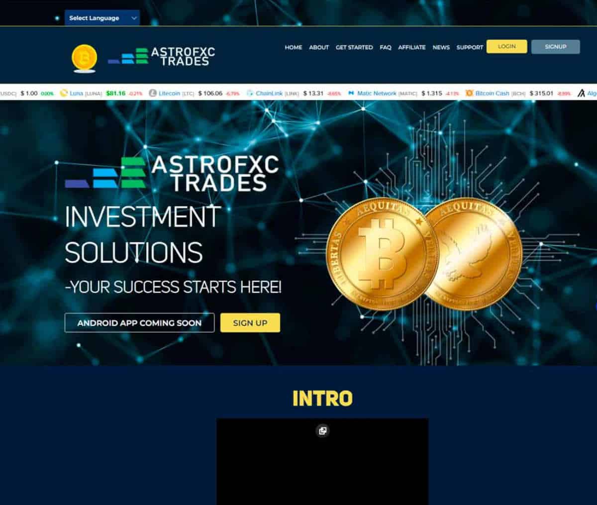 Página web de Astro FXC Trades