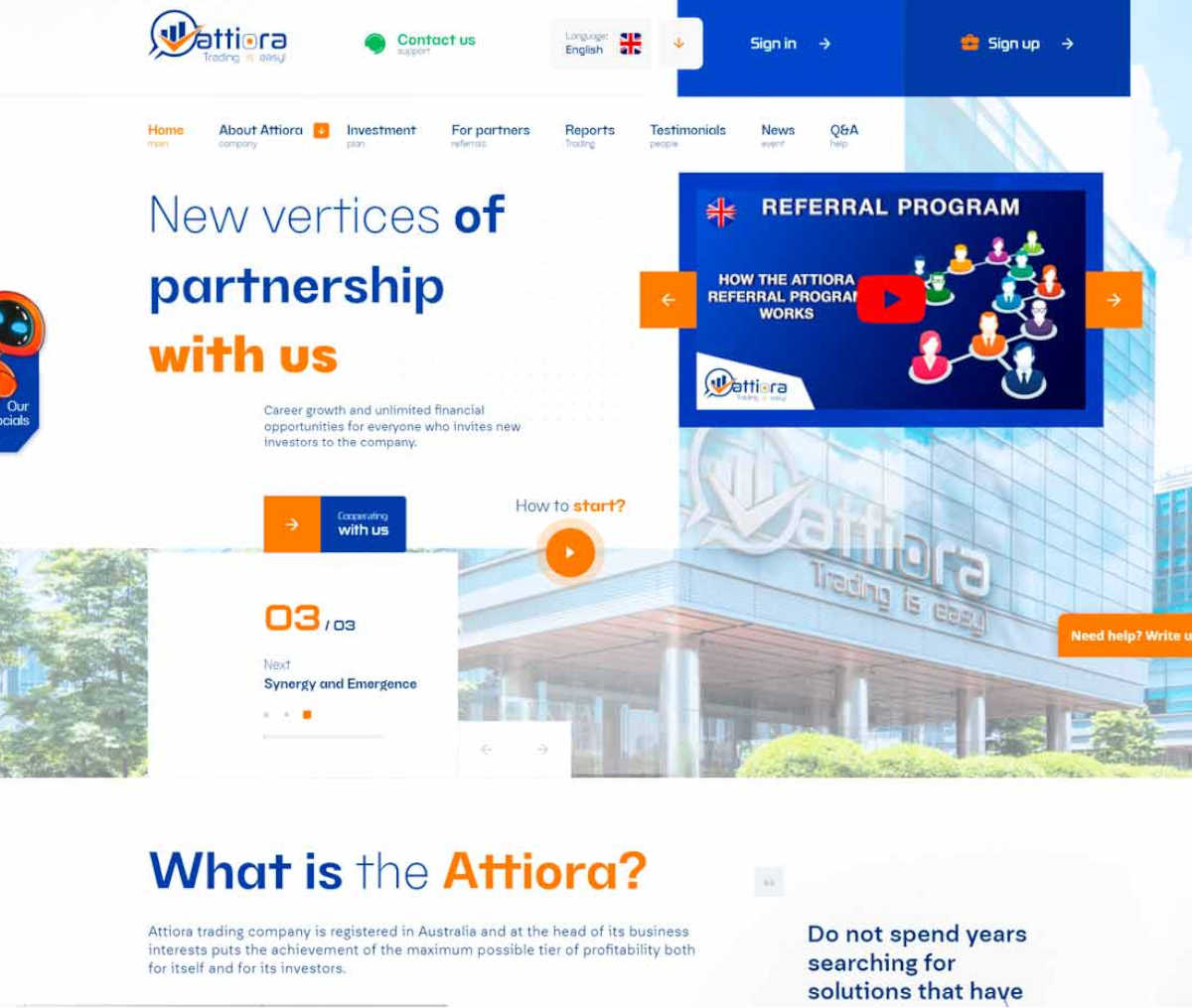 Página web de Attiora