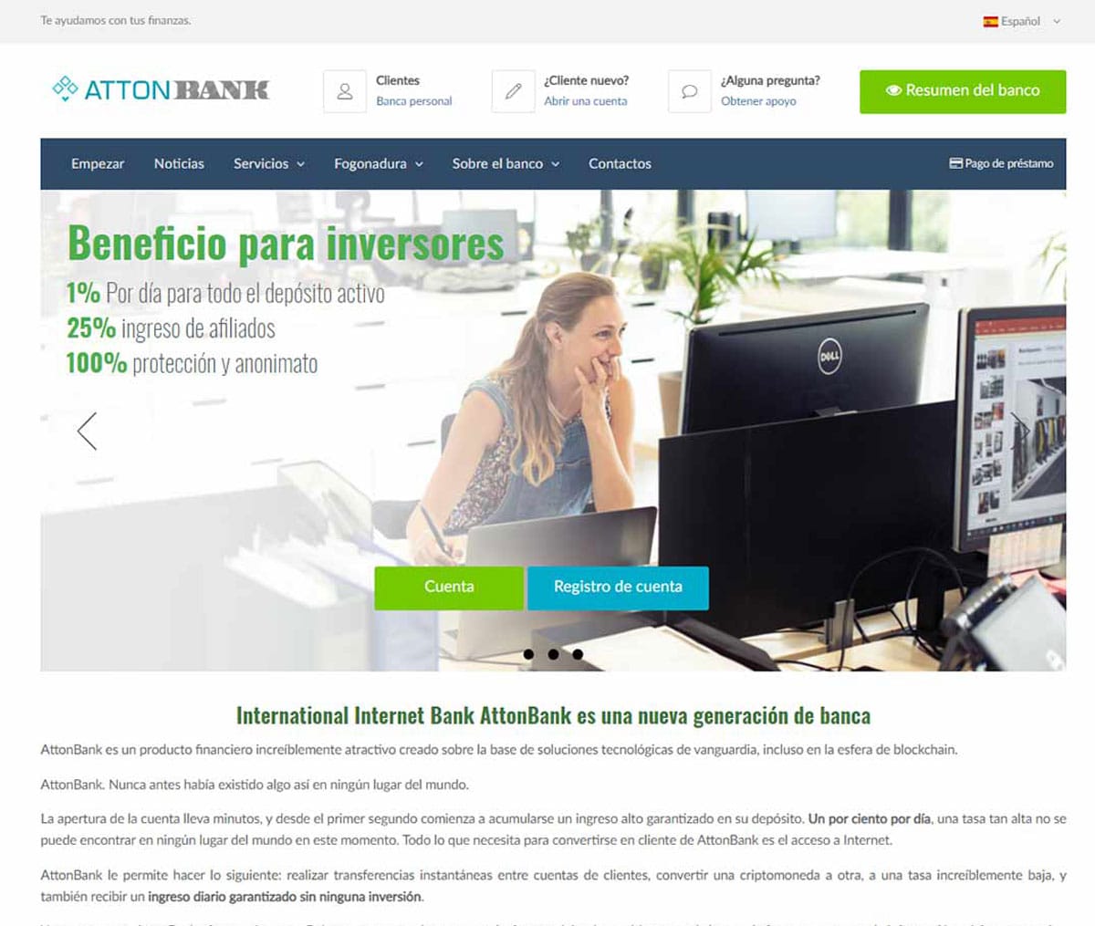 Página web de AttonBank