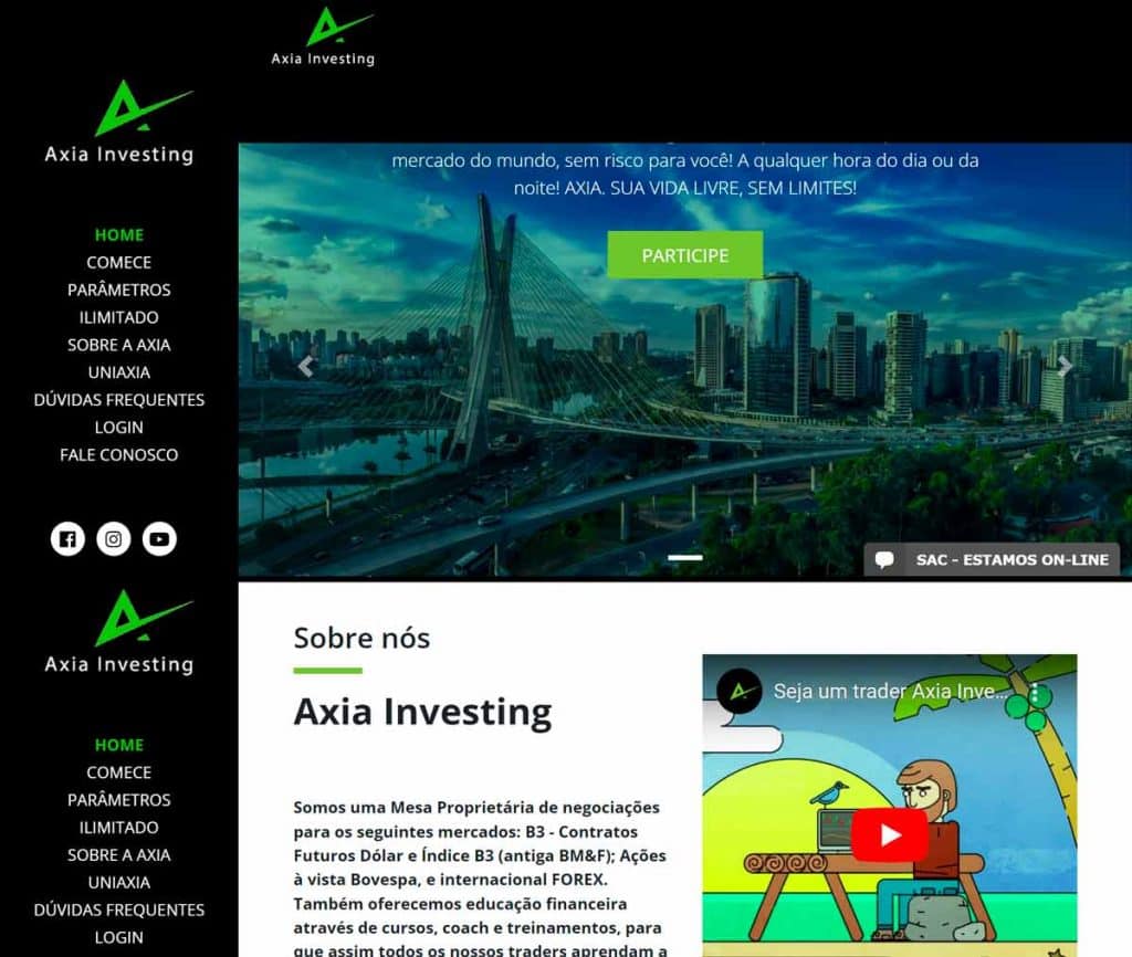 Sitio Web de Axia Investing