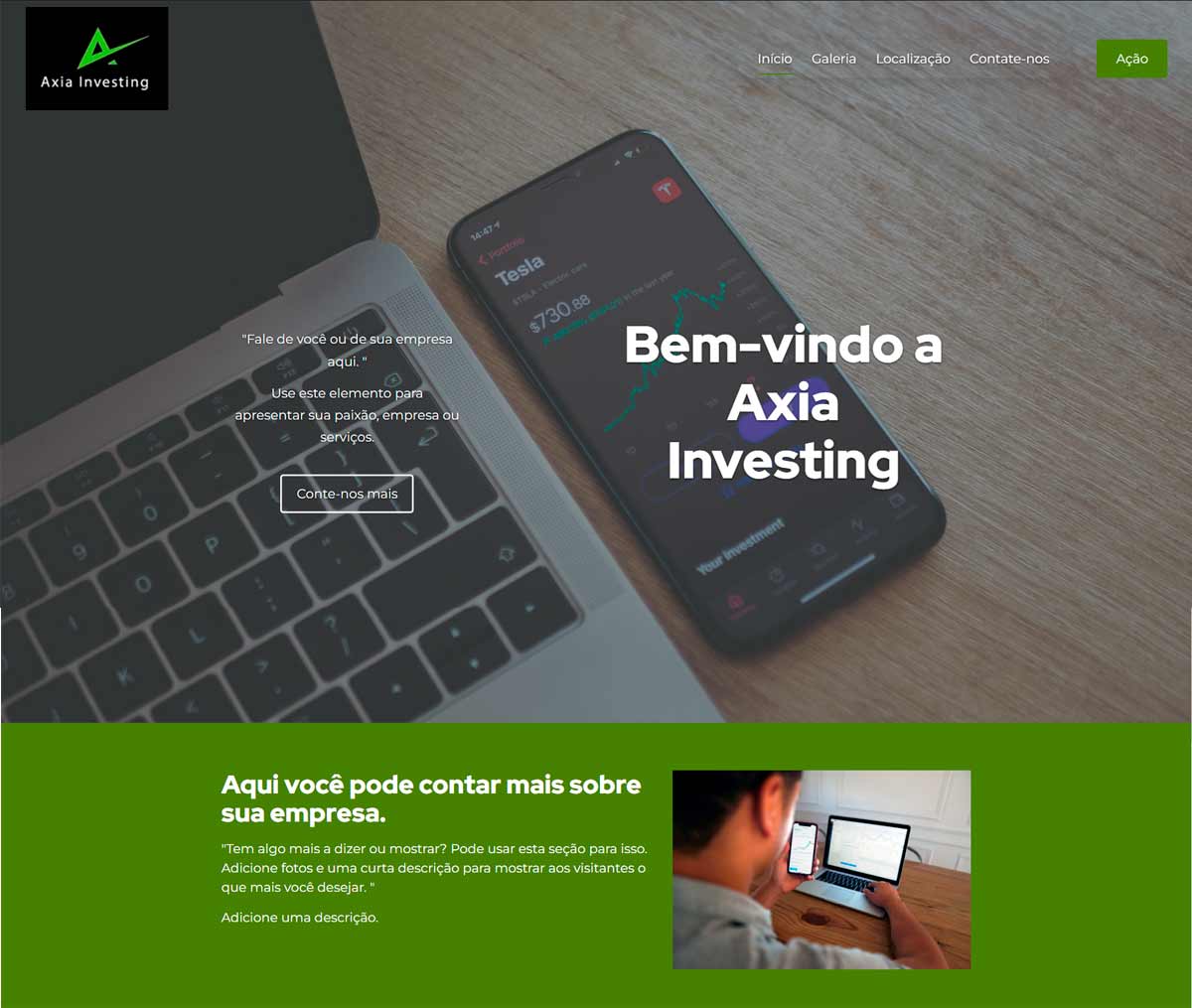 Página web de Axia Investing