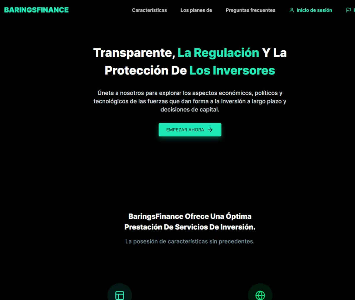 Página web de BaringsFinance