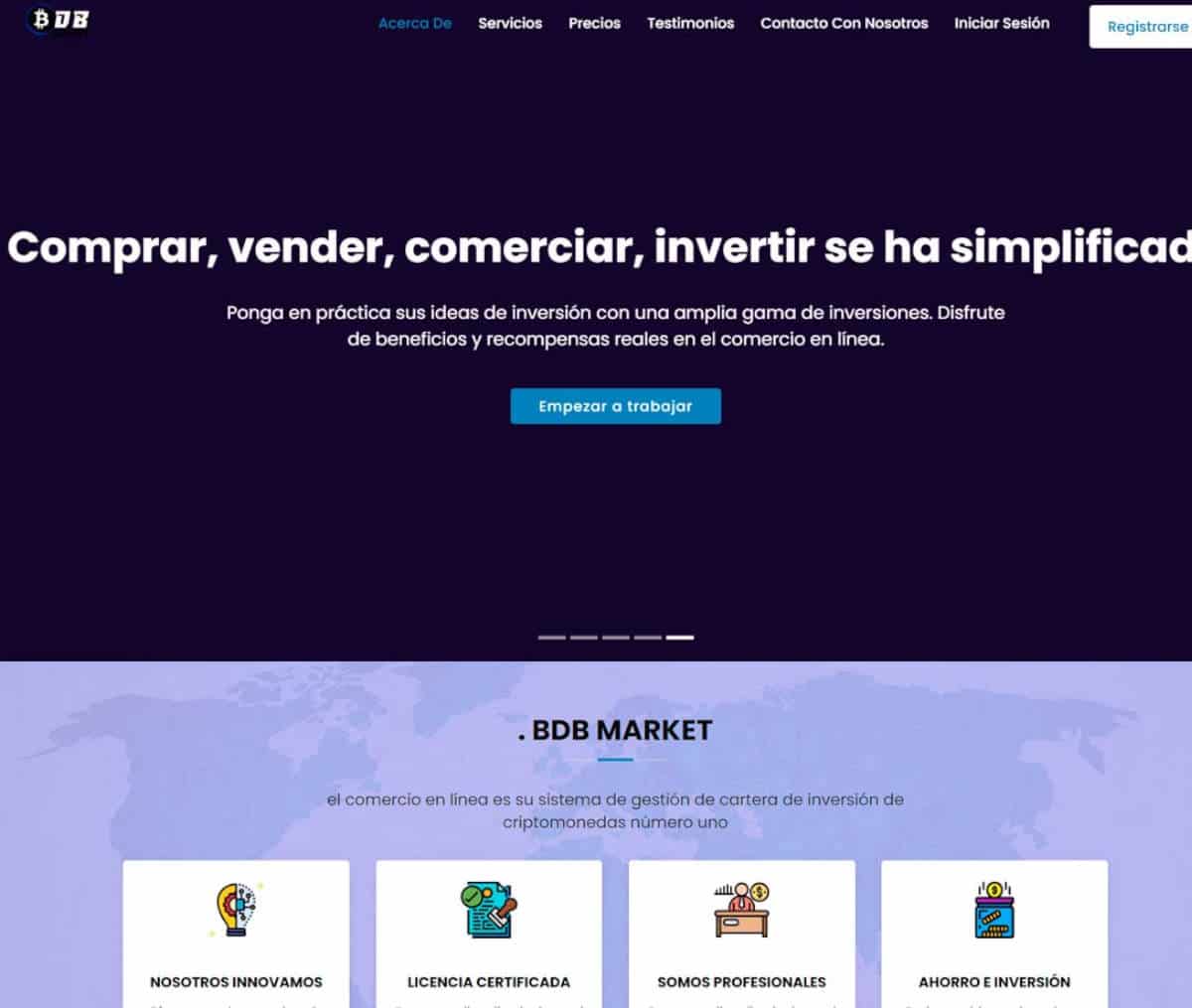 Página web de BDB MARKET