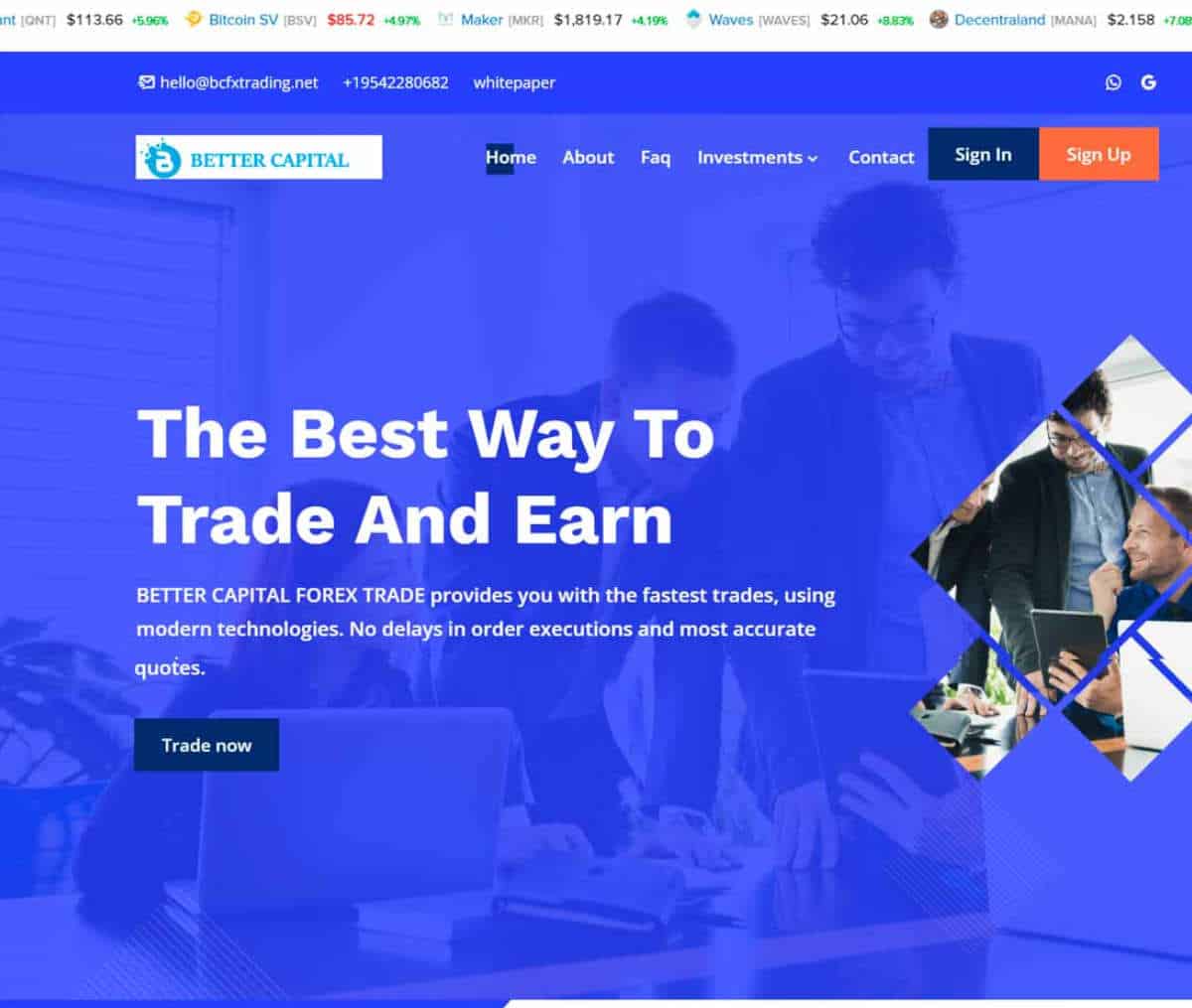 Página web de Better Capital Forex Trade