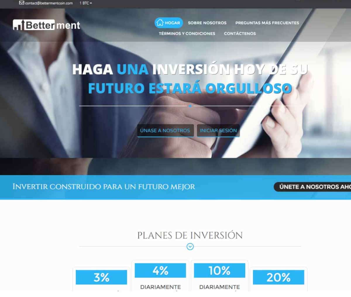 Página web de Betterment