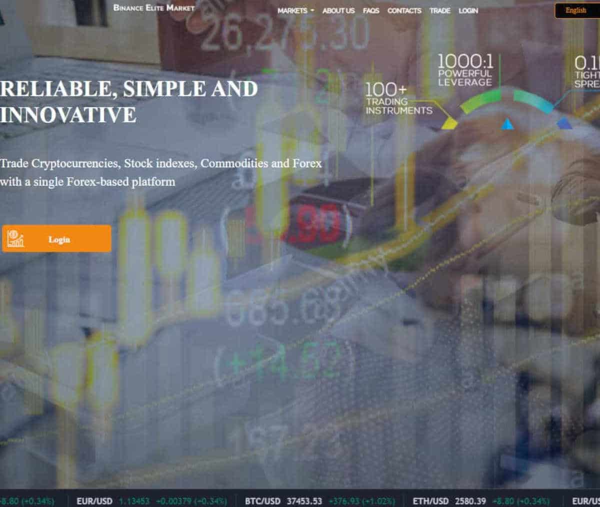 Página web de Binance Elite Market