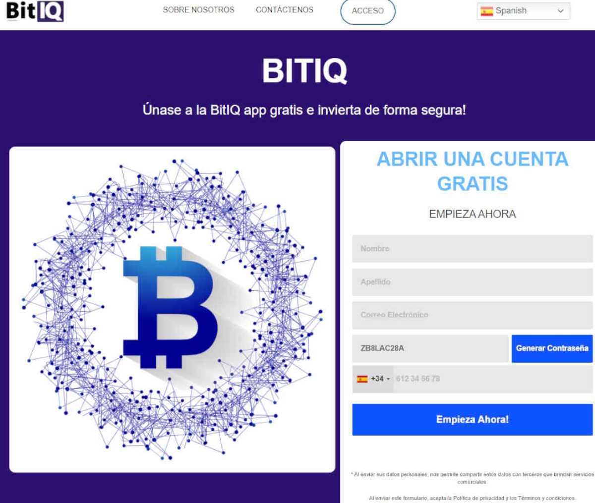 Página web de BitIQ