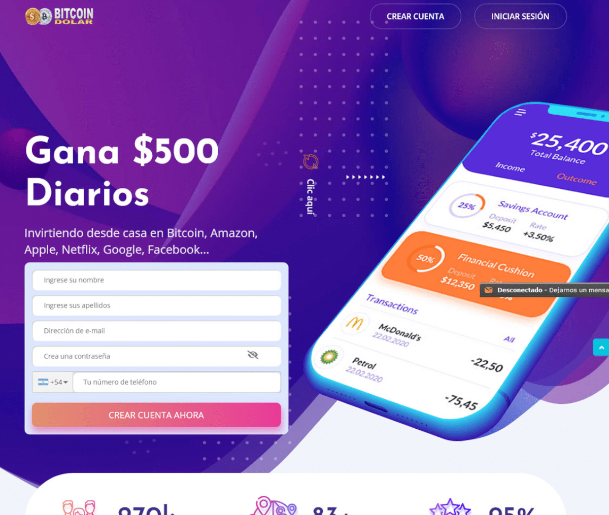 Página web de Bitcoin-Dolar