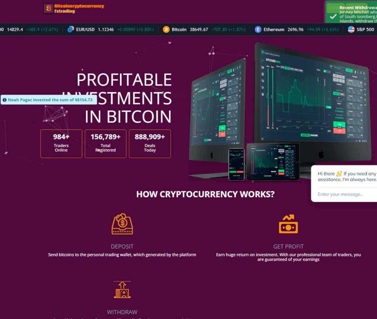 Página web de Bitcoincryptocurrencyfxtrading