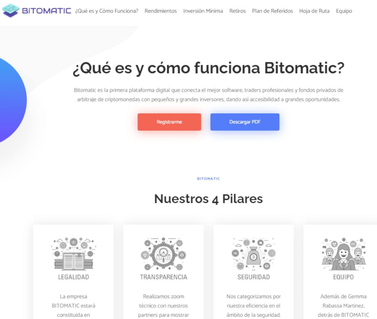 Página web de Bitomatic