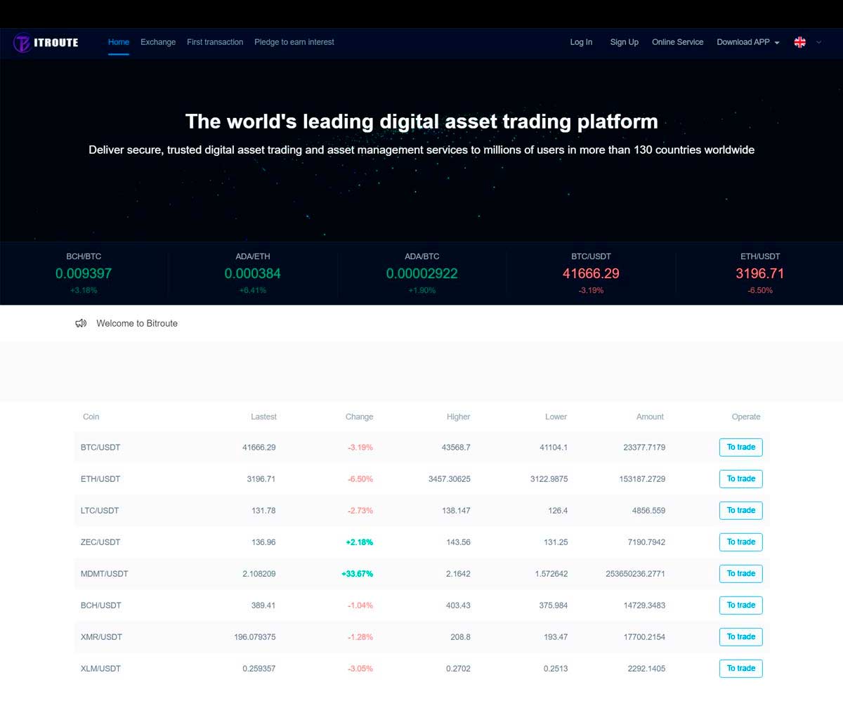 Página web de Bitroute