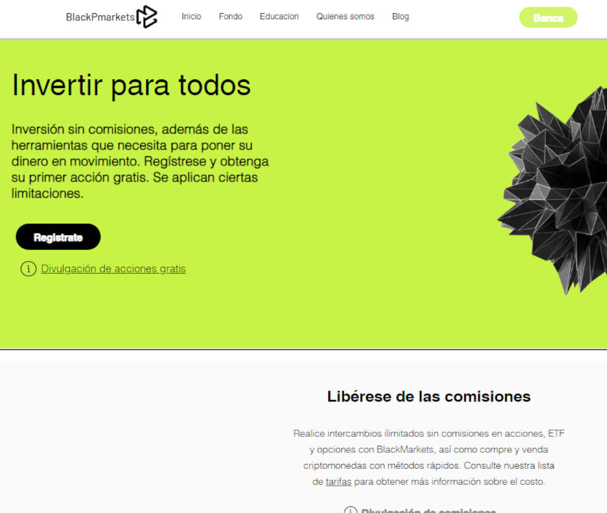 Página web de Black Markets