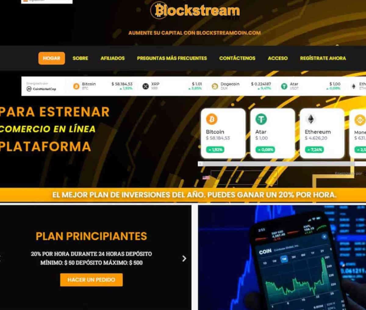 Página web de Blockstreamcoin.com