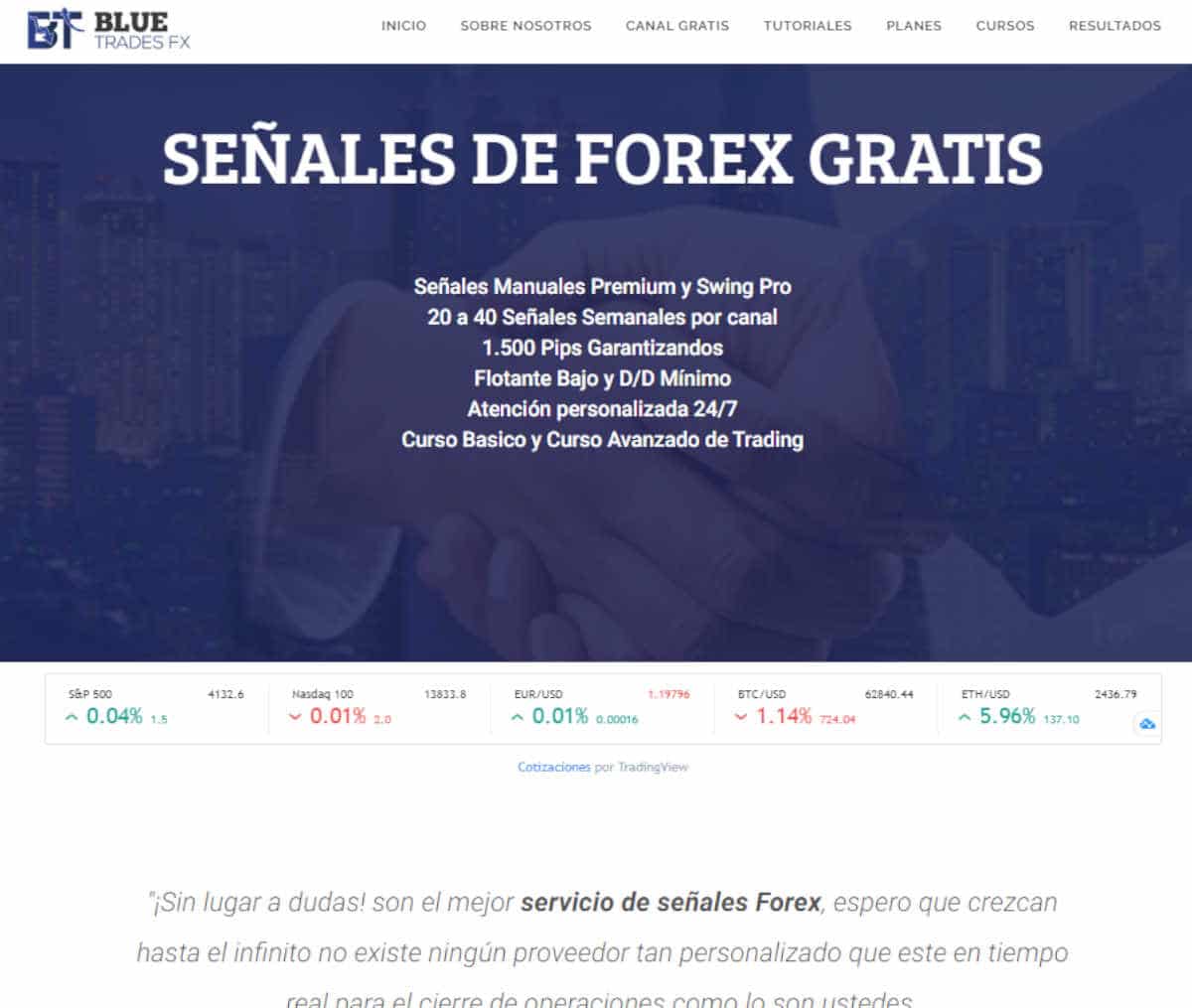 Página web de BlueTradeFx