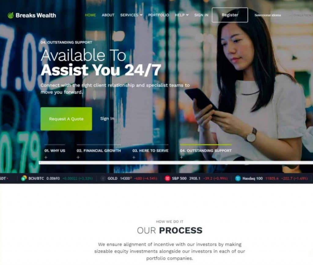 Sitio web de Breaks Wealth