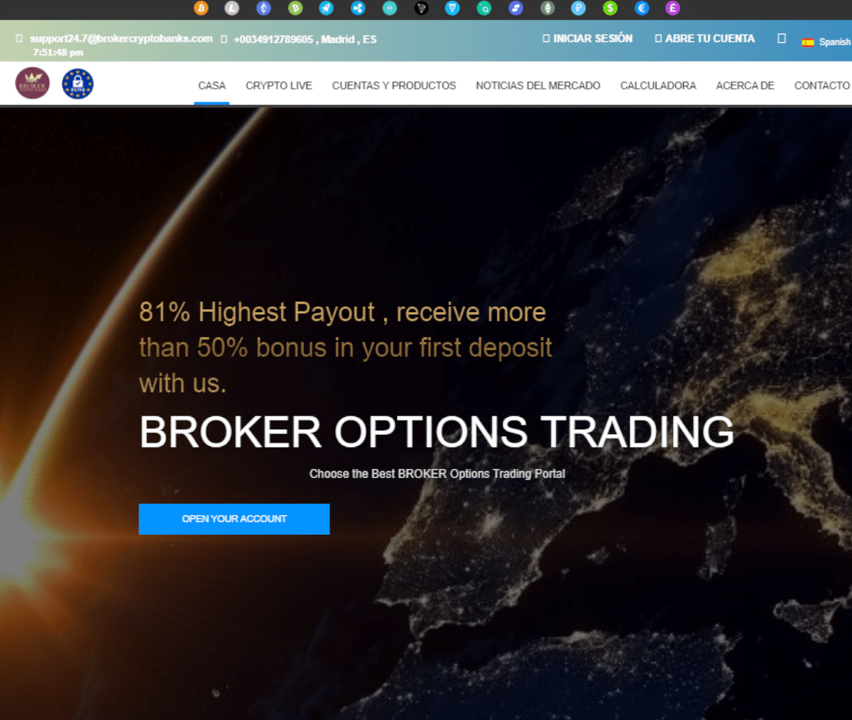 Página web de BrokerCryptoBanks