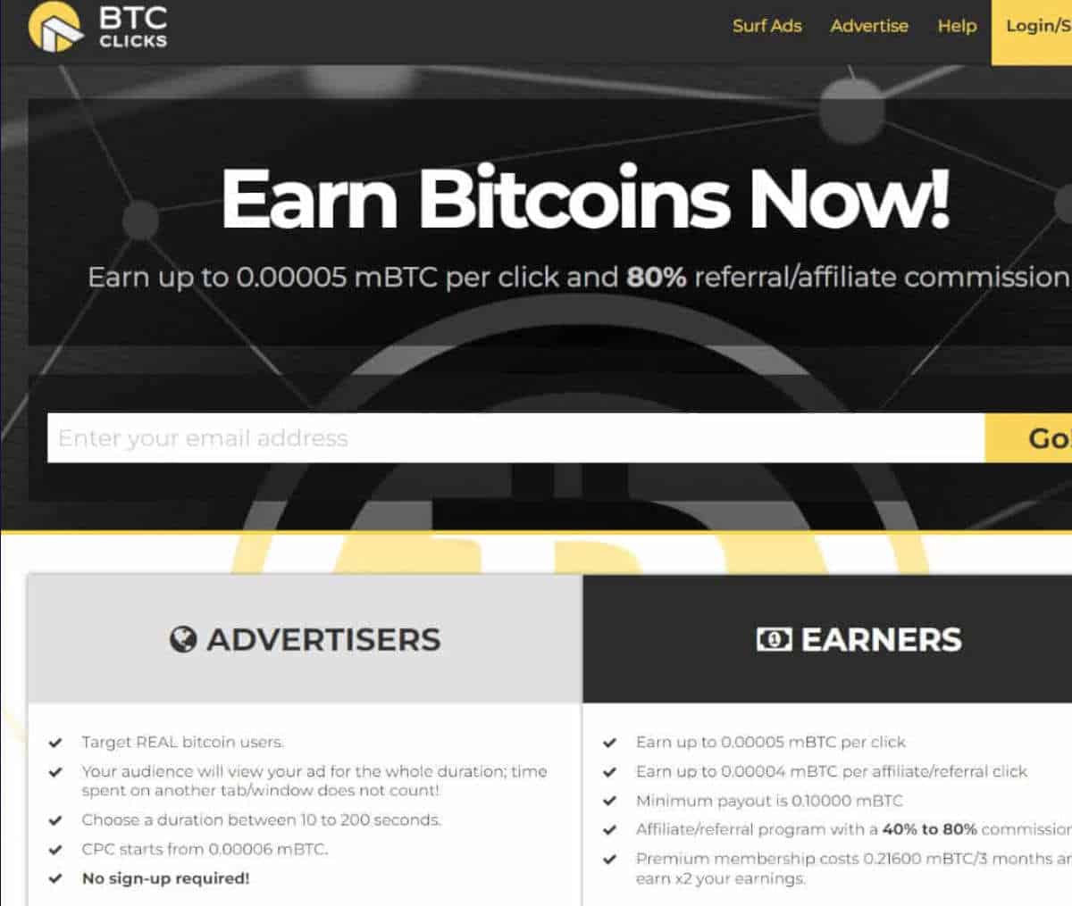 Página web de BTCClicks