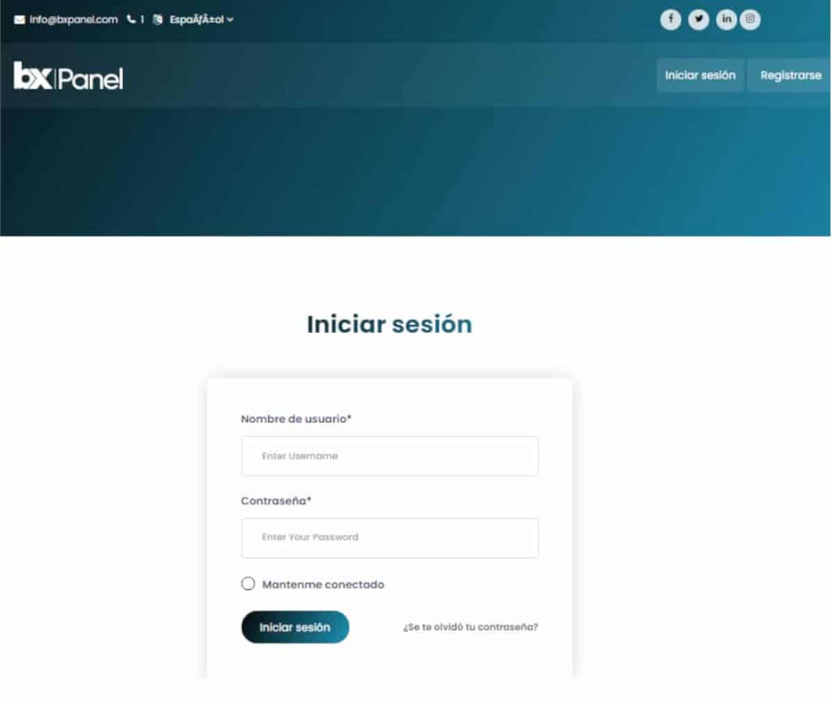 Página web de BXPanel