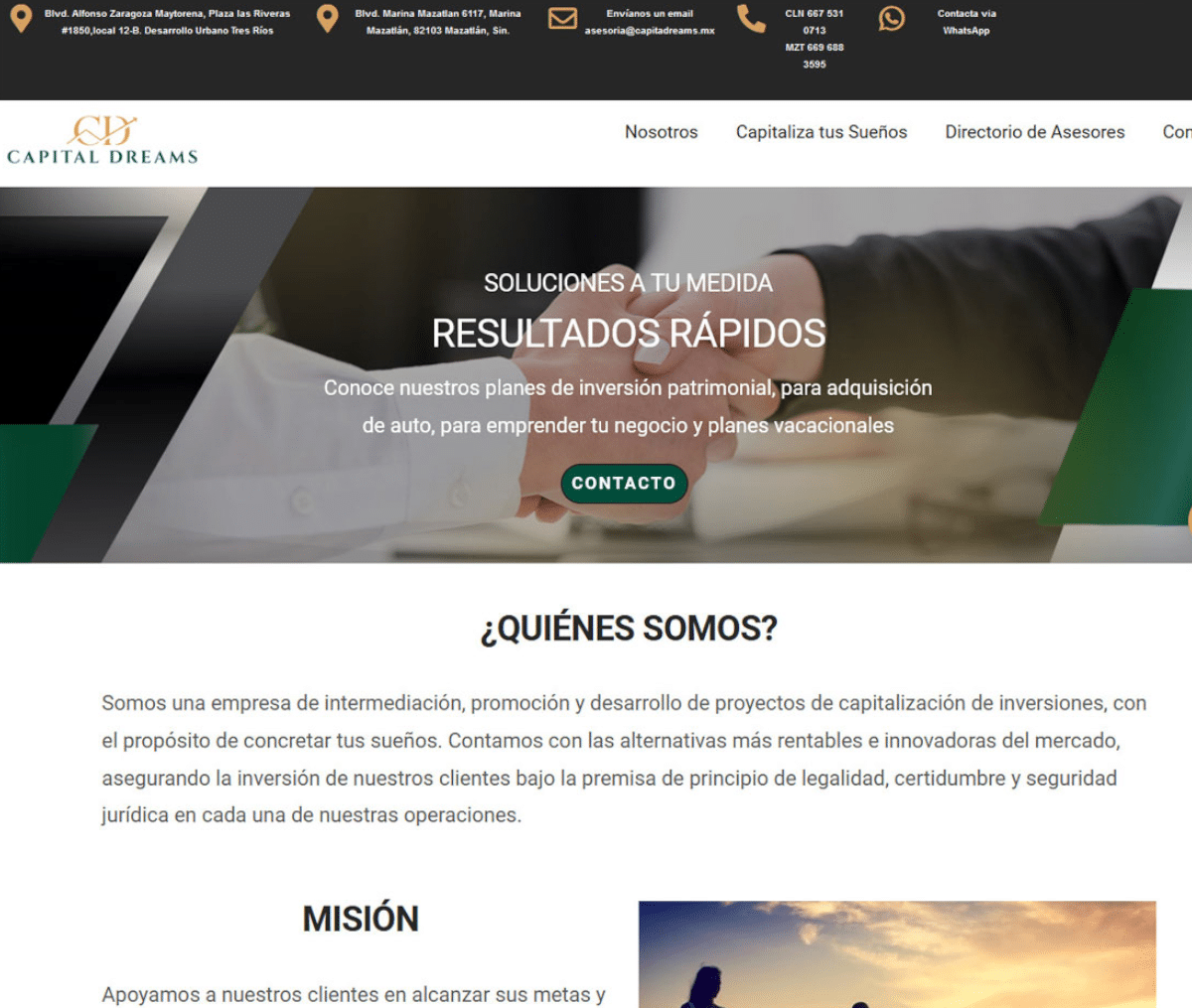 Página web de Capital Dreams