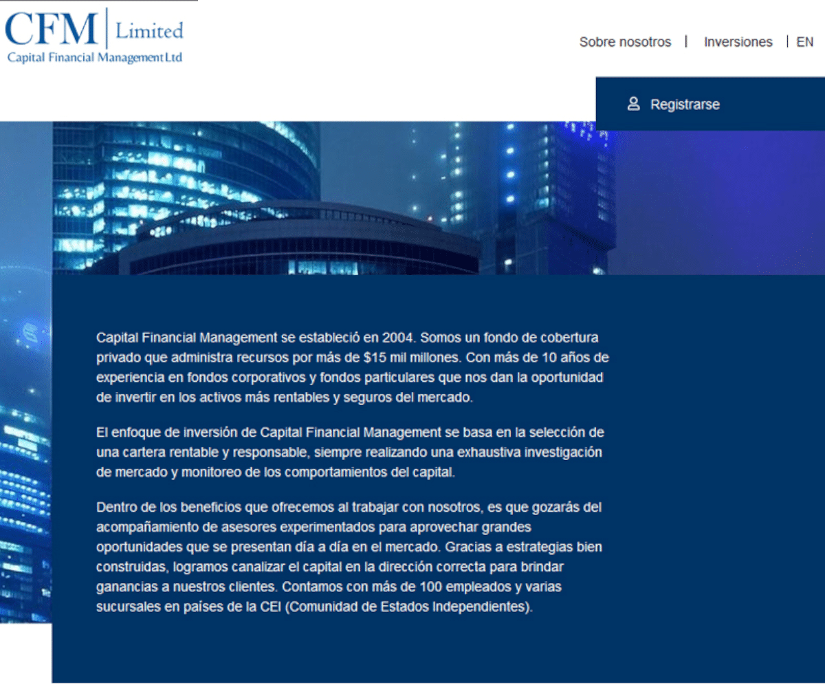 Página web de Capital Financial Management