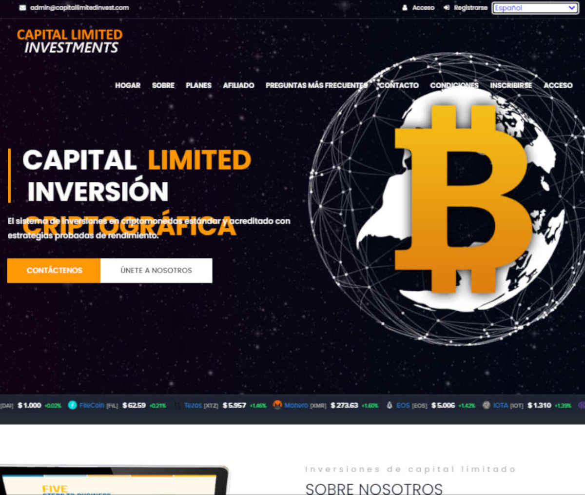 Página web de Capital Limited Investments