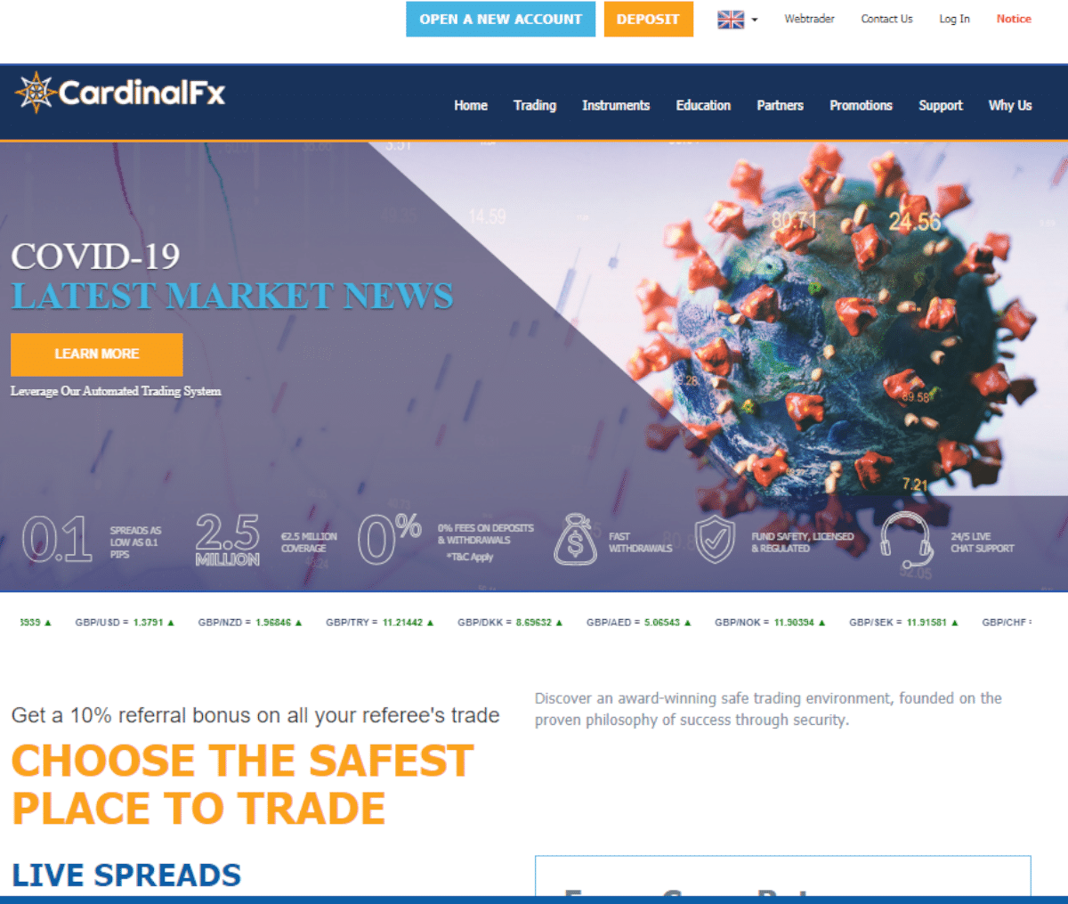 Página web de Cardinal Fx Trade