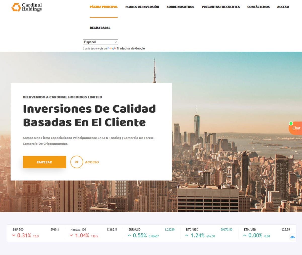 Página web de Cardinal Holdings