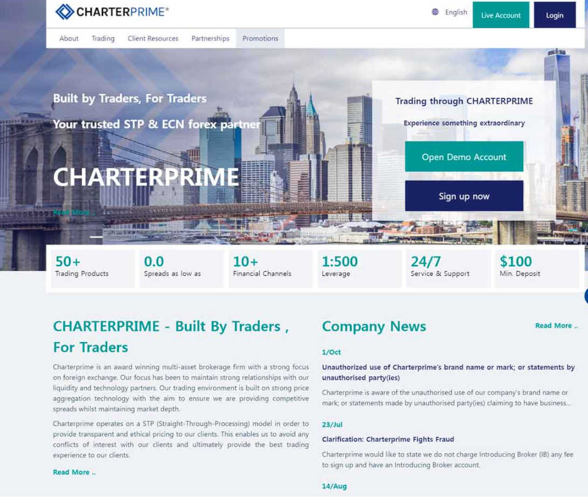 Página web de Charterprime