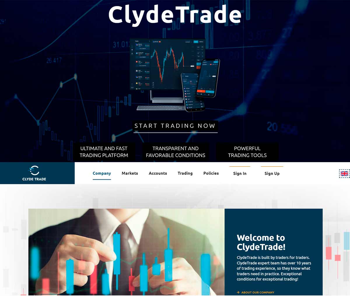 Página web de Clyde Trade