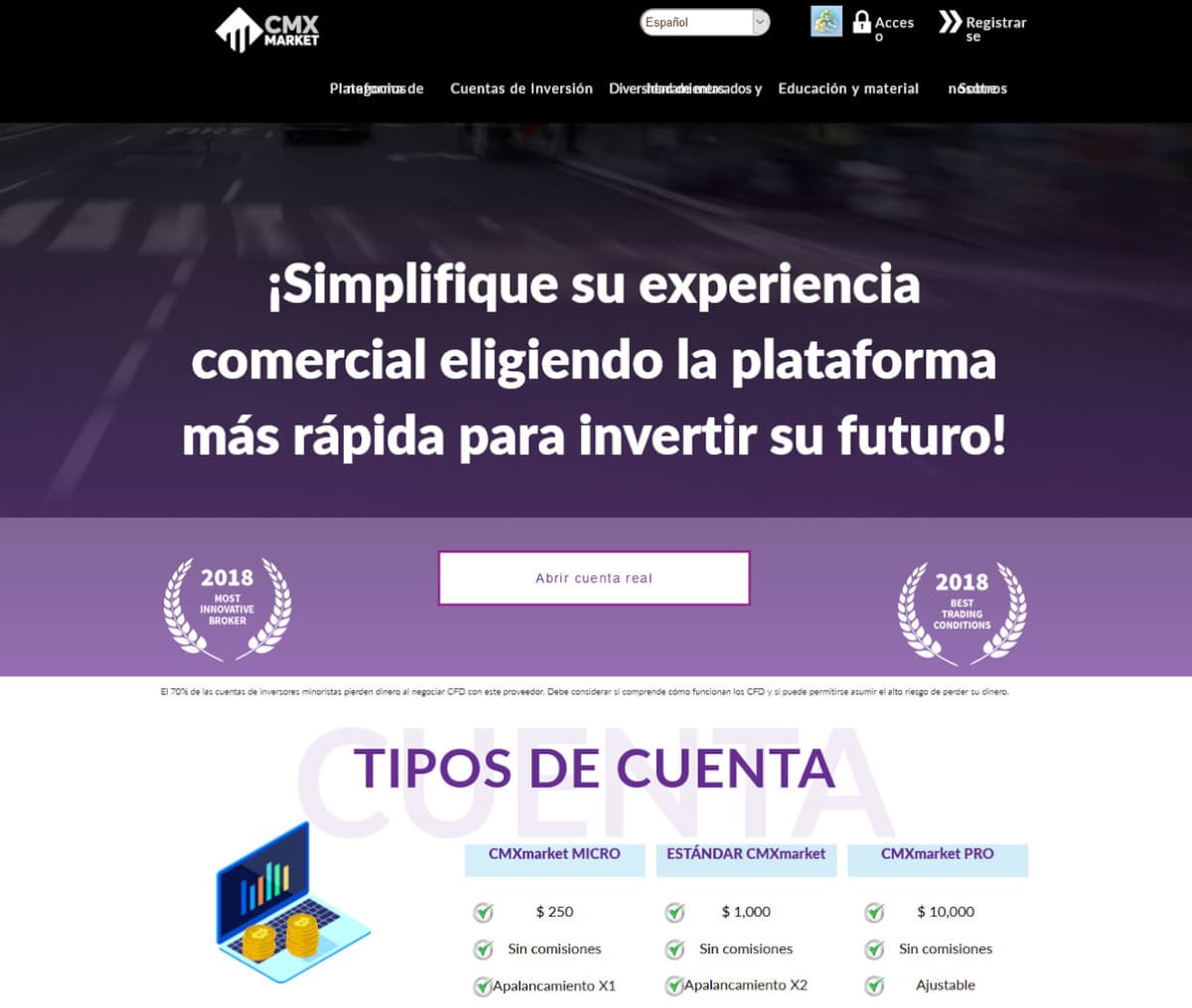 Página web de CMXMarket