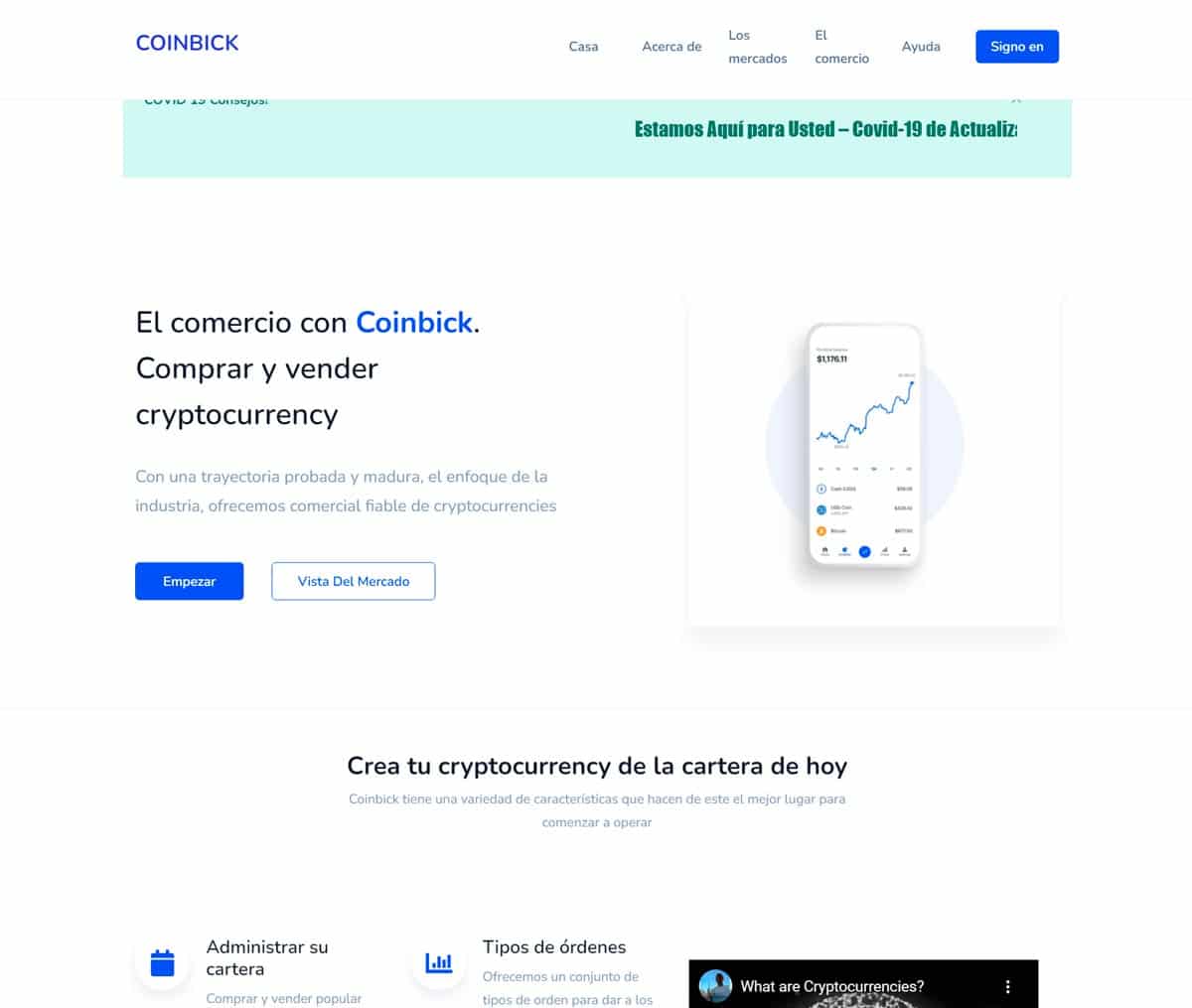 Página web de Coinbick