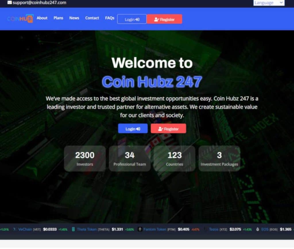 Sitio web de Coin Hubz 247