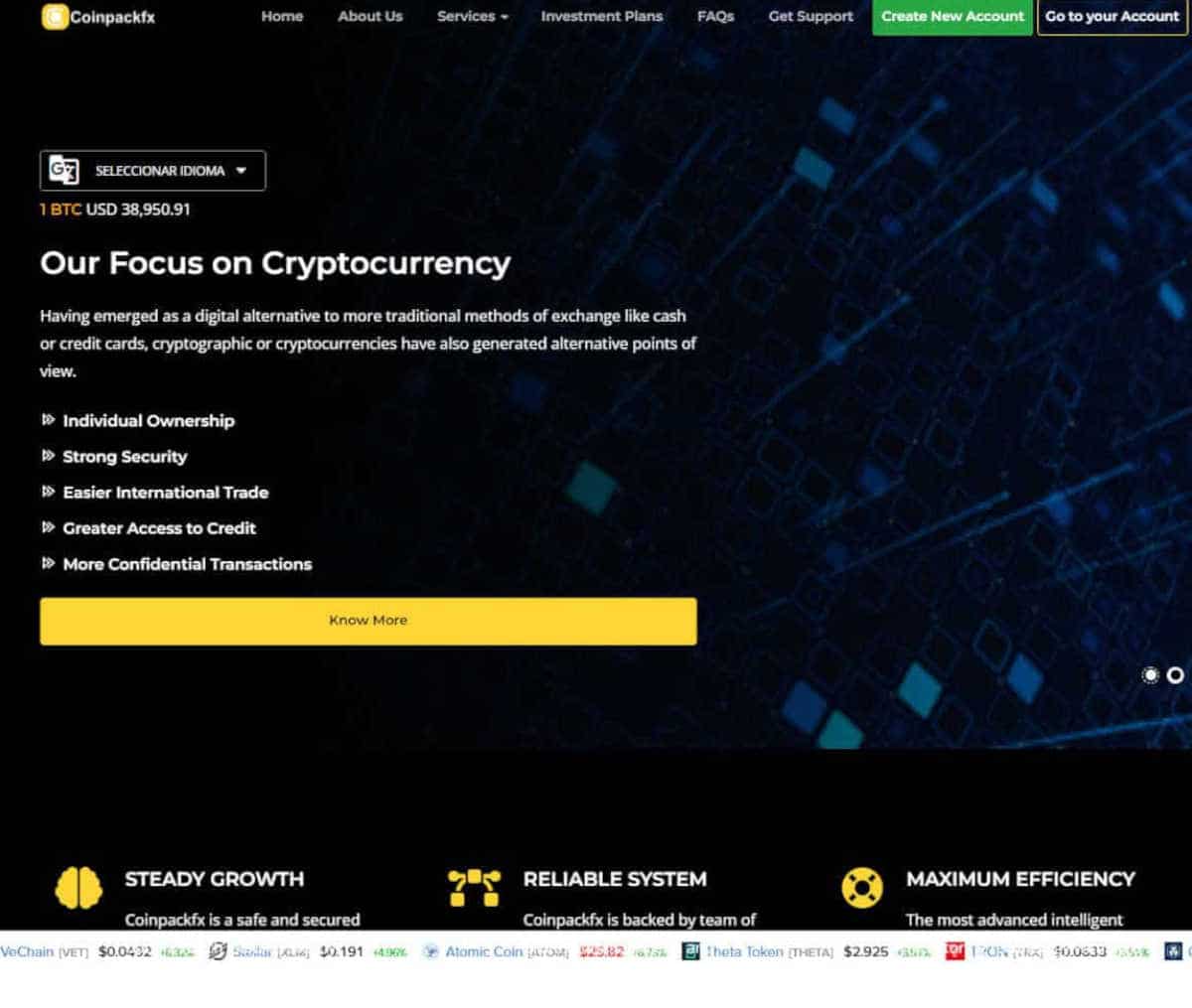 Página web de Coinpackfx