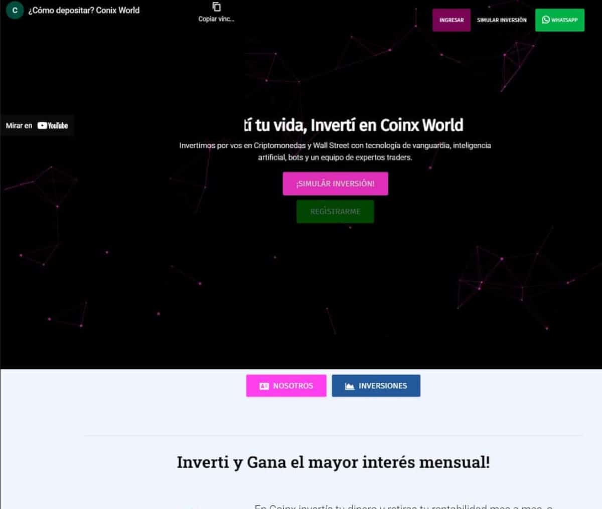 Página web de Coinx