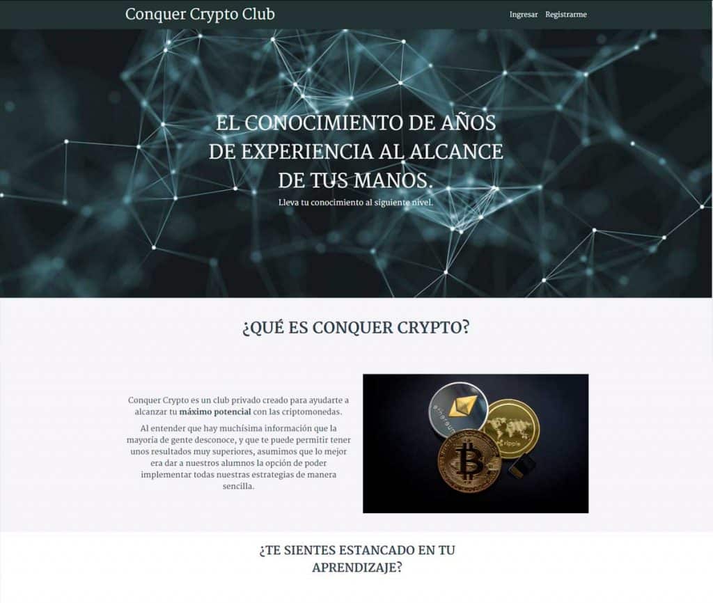 Página Web Conquer Crypto Club